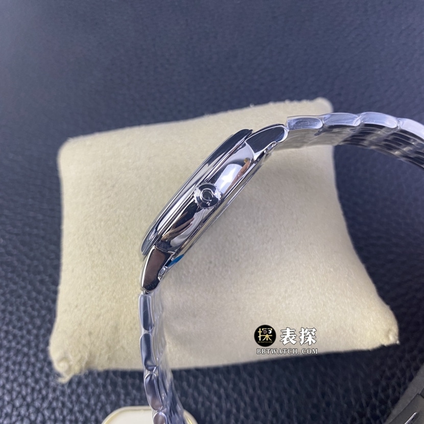 A+ factory Omega De Ville top-tier watch men's blue teddy bear pattern plate steel bracelet model pictures and prices side live photo