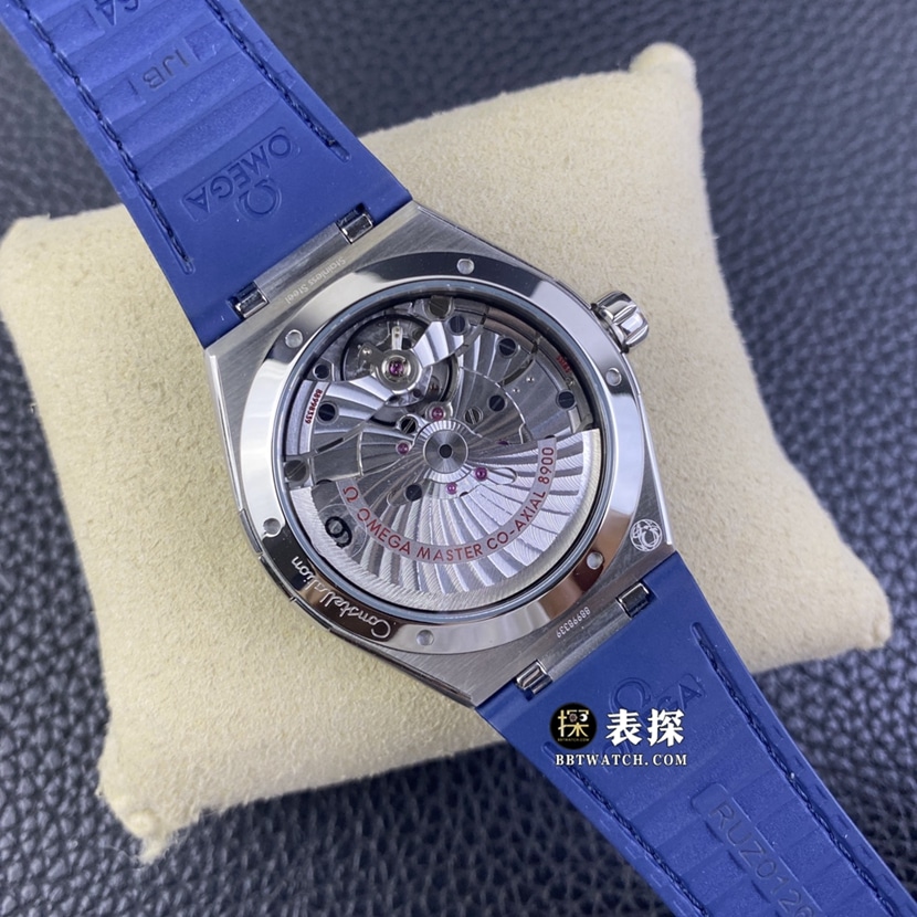 SBF factory Omega Constellation top-tier watch men's blue dialleather strap model pictures and prices caseback live photo