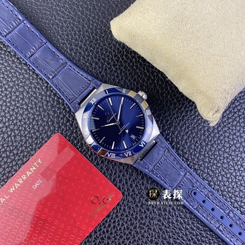 SBF factory Omega Constellation top-tier watch men's blue dialleather strap model pictures and prices front live photo