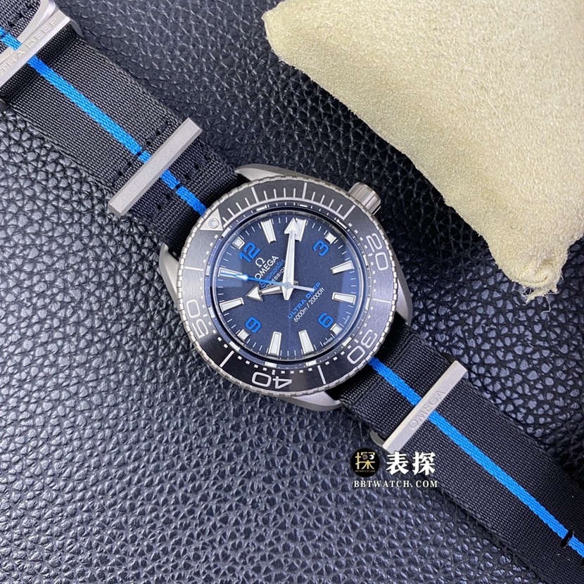 SBF factory OmegaSeamaster1:1super watch men's black dialleather strap model pictures and prices front live photo