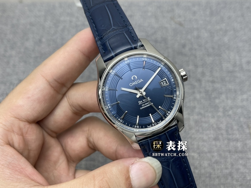 VS FactoryOmega De Ville top-tier watch men's blue dialleather strap model pictures and prices front live photo