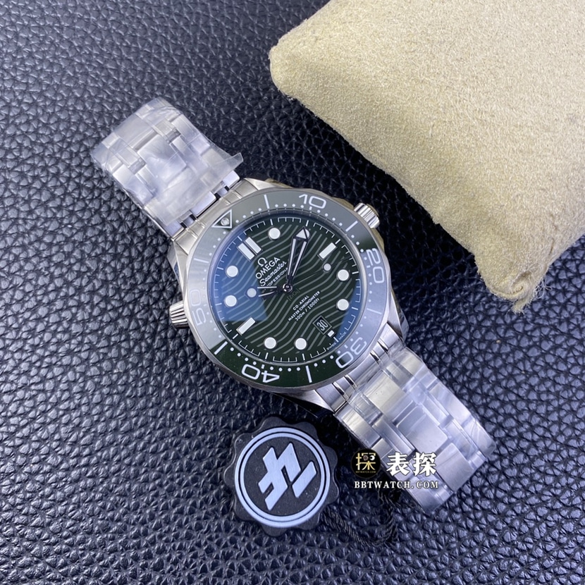 ZF FactoryOmegaSeamaster1:1super watch men's green dialsteel bracelet picture and price front live photo