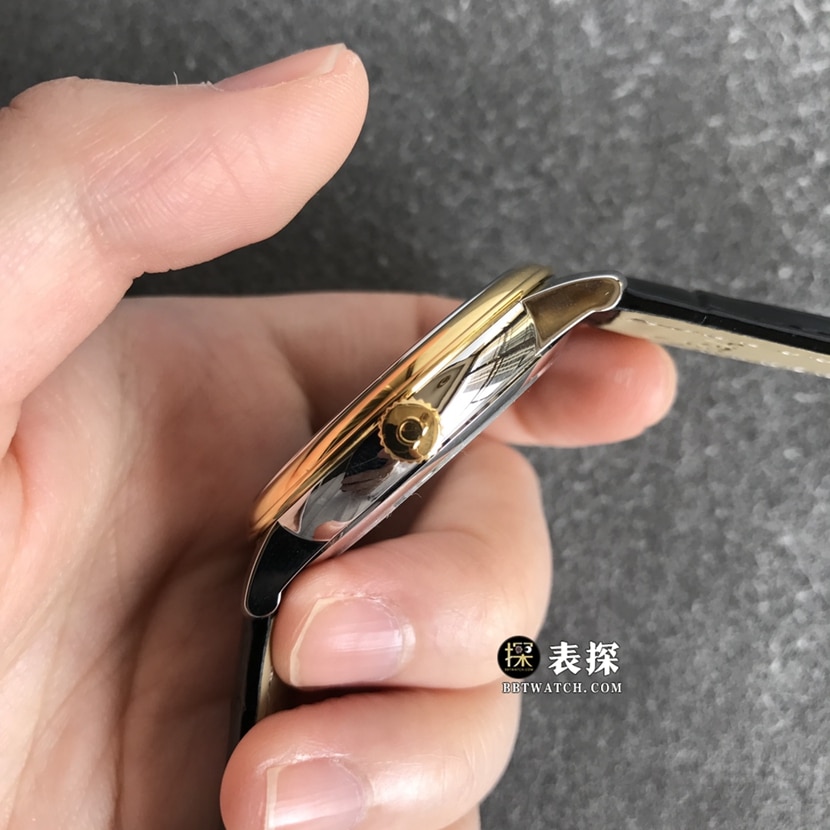 Omega Diefei watch men's black dialyellow goldleather strap picture and price side live photo