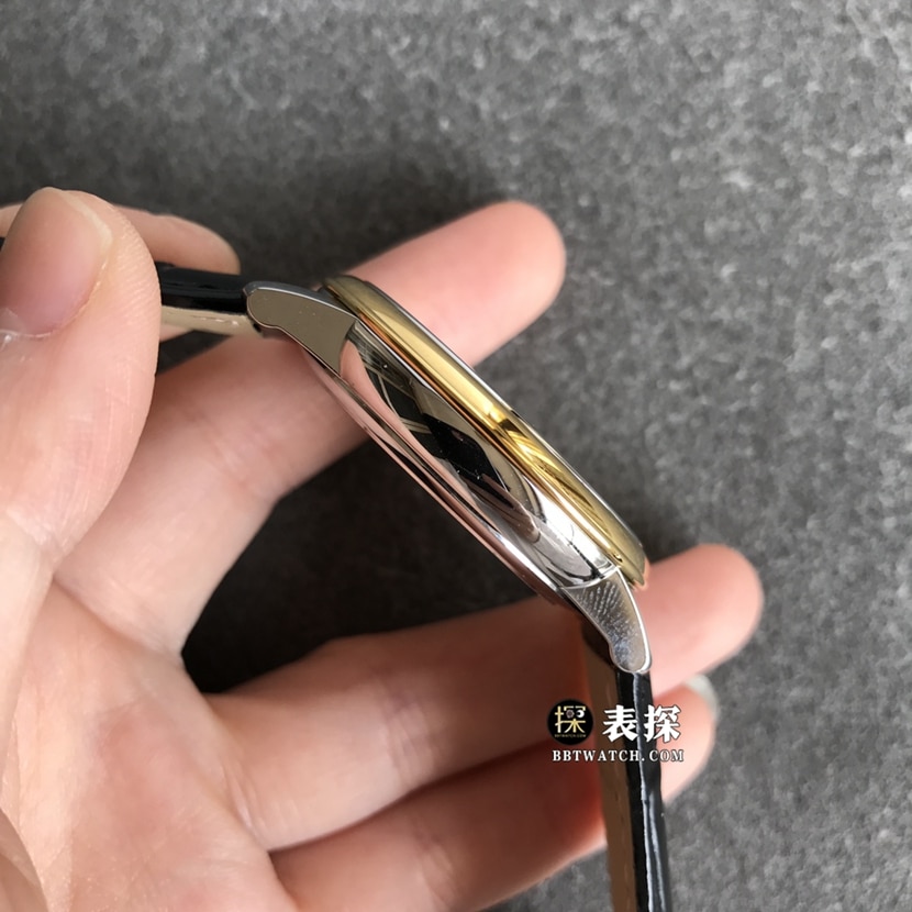 Omega Diefei watch men's black dialyellow goldleather strap picture and price side live photo