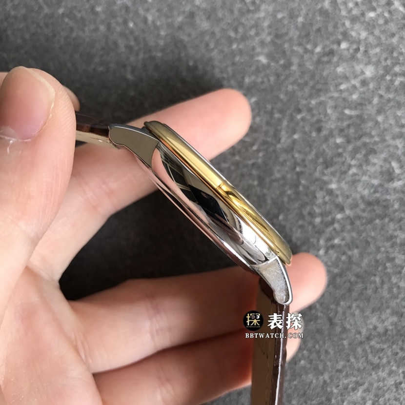 Omega Diefei top-tier watch men's champagne gold plate yellow goldleather strap model pictures and prices side live photo