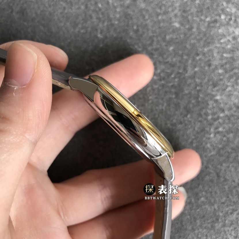 Omega Diefei top-tier 1:1high-quality watch men's white dialyellow goldleather strap model pictures and prices side live photo