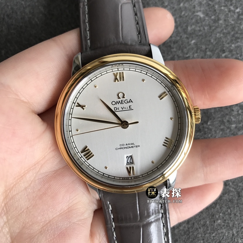 Omega Diefei top-tier 1:1high-quality watch men's white dialyellow goldleather strap model pictures and prices front live photo