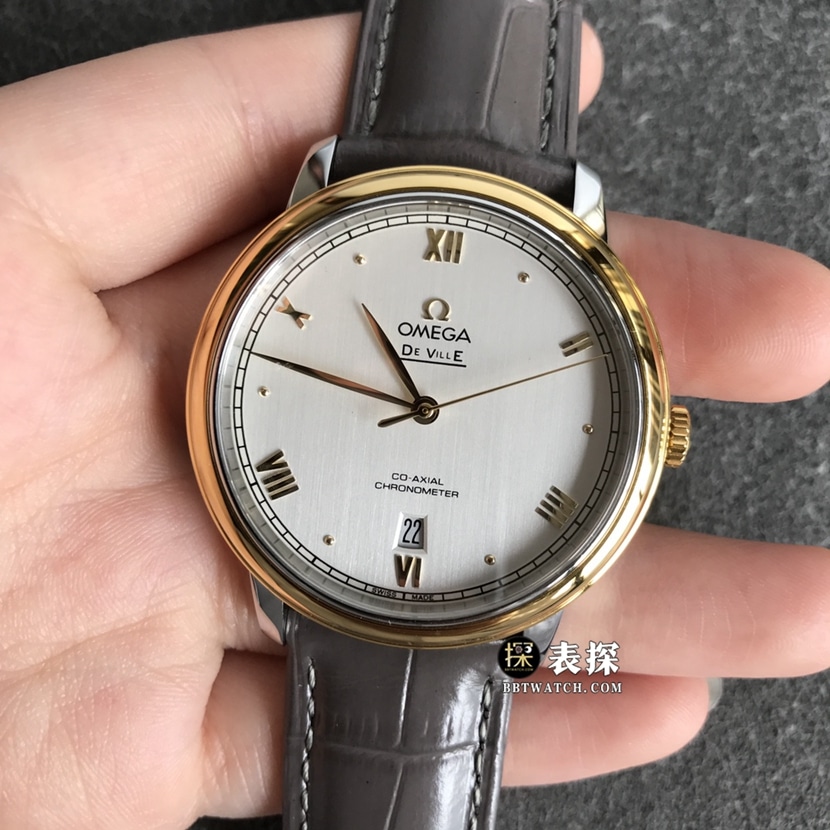 Omega Diefei top-tier 1:1high-quality watch men's white dialyellow goldleather strap model pictures and prices front live photo