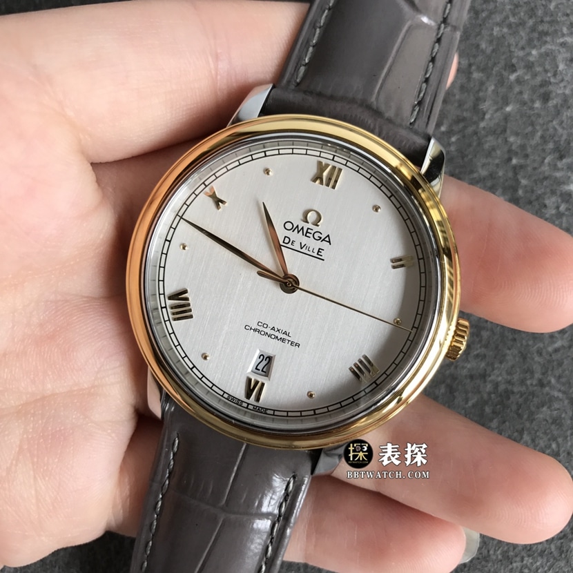 Omega Diefei top-tier 1:1high-quality watch men's white dialyellow goldleather strap model pictures and prices front live photo