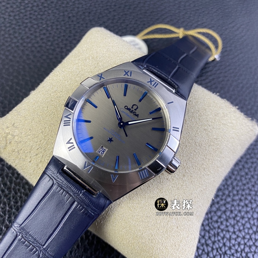 OR factory Omega Constellation watch men's ruthenium gray plate leather strap model pictures and prices front live photo
