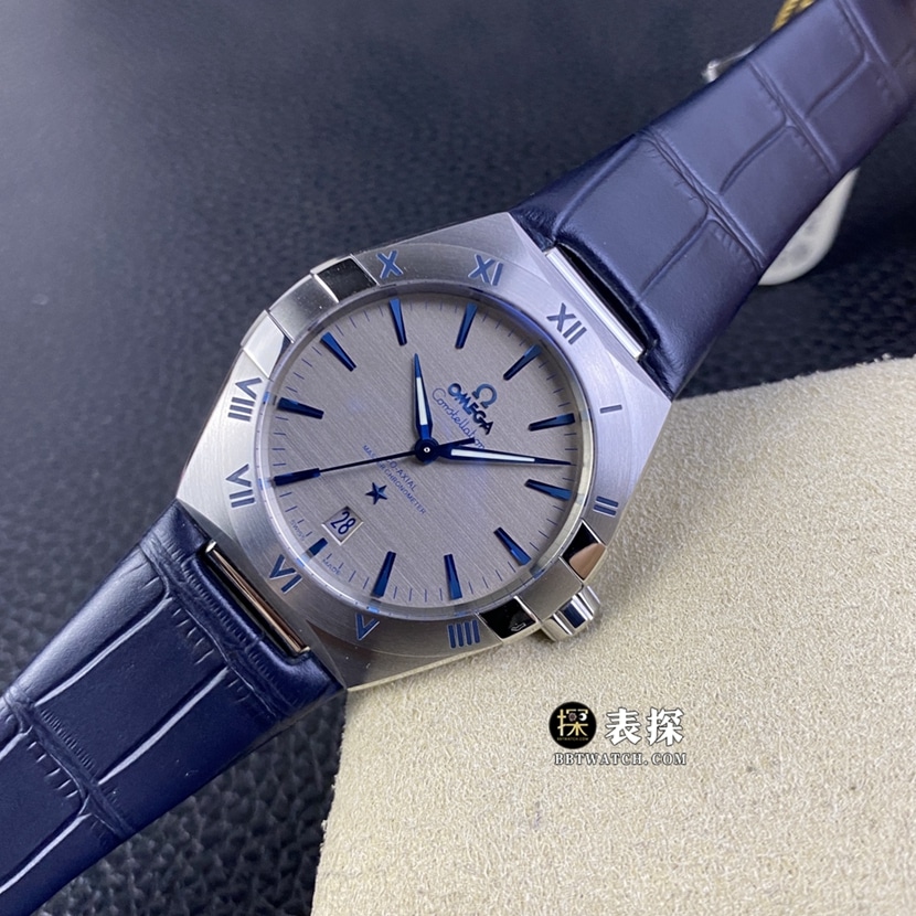 OR factory Omega Constellation watch men's ruthenium gray plate leather strap model pictures and prices front live photo