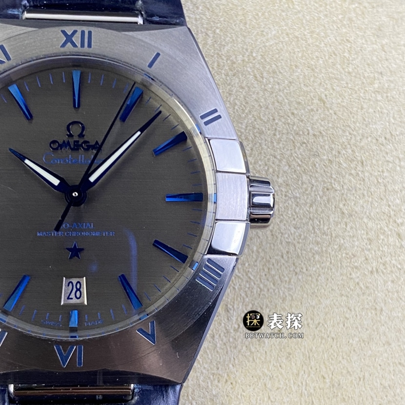 OR factory Omega Constellation watch men's ruthenium gray plate leather strap model pictures and prices front live photo