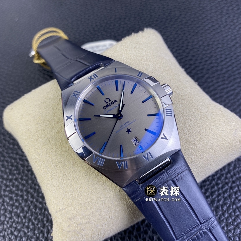 OR factory Omega Constellation watch men's ruthenium gray plate leather strap model pictures and prices front live photo