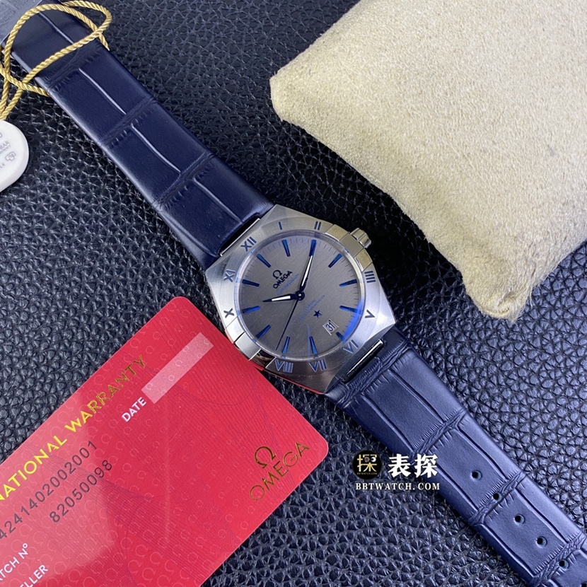 OR factory Omega Constellation watch men's ruthenium gray plate leather strap model pictures and prices front live photo