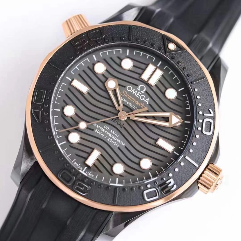 OM FactoryOmegaSeamaster300 black ceramictop-tier watch rose gold