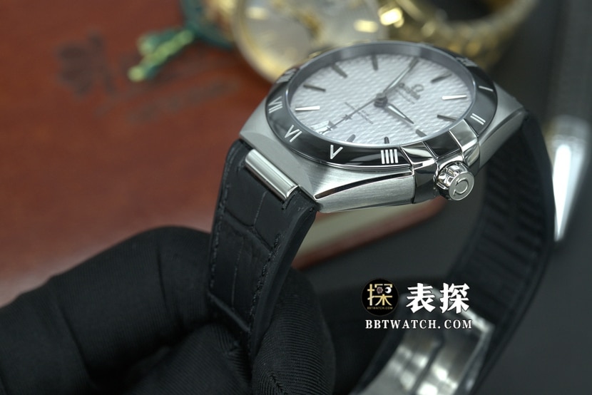 SBF factory Omega Constellation watch men's gray plate leather strap model pictures and prices side live photo