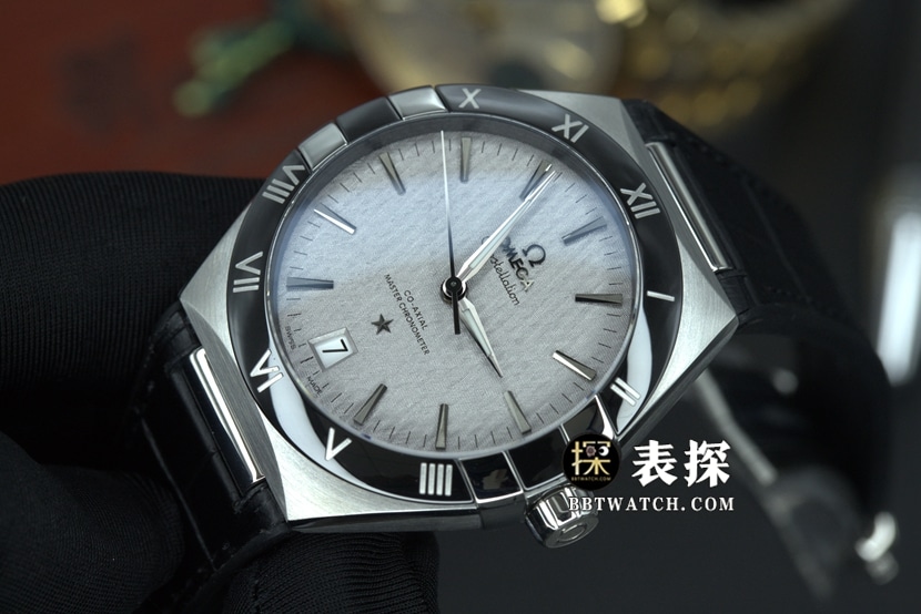SBF factory Omega Constellation watch men's gray plate leather strap model pictures and prices front live photo