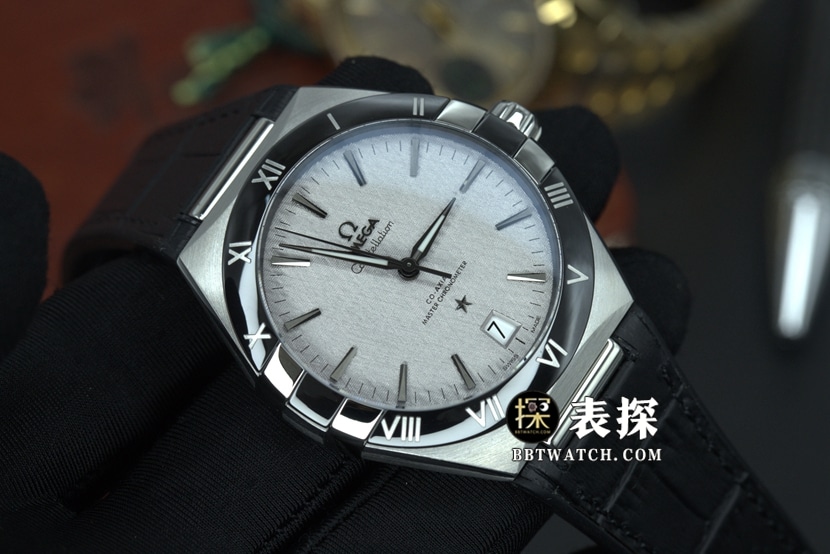 SBF factory Omega Constellation watch men's gray plate leather strap model pictures and prices front live photo