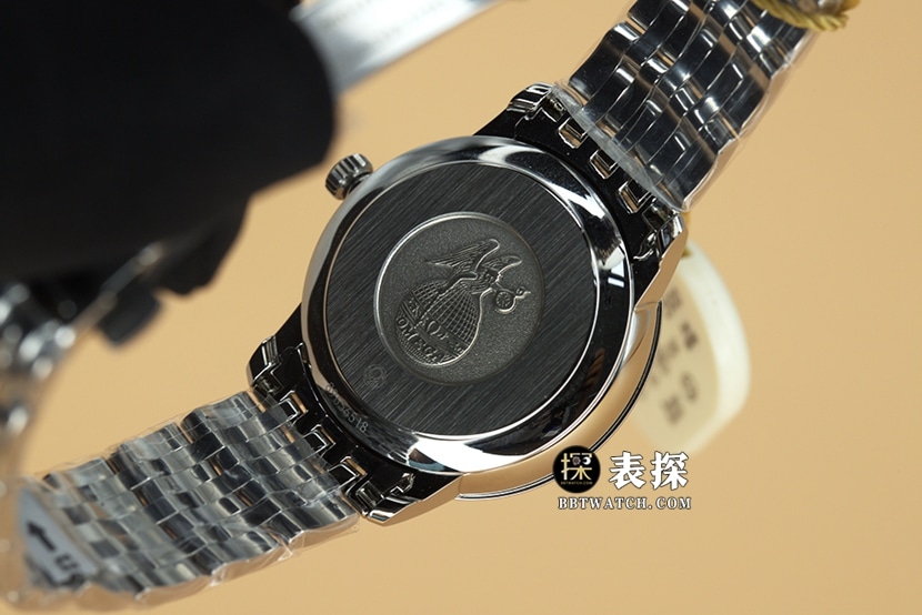 MKS FactoryOmega Die Fei watch women's white dial gold needle steel bracelet model pictures and prices caseback live photo