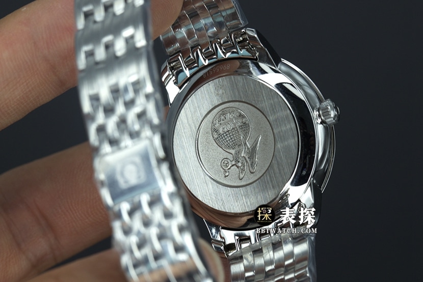MKS FactoryOmega Die Fei watch women's white dial gold needle steel bracelet model pictures and prices caseback live photo