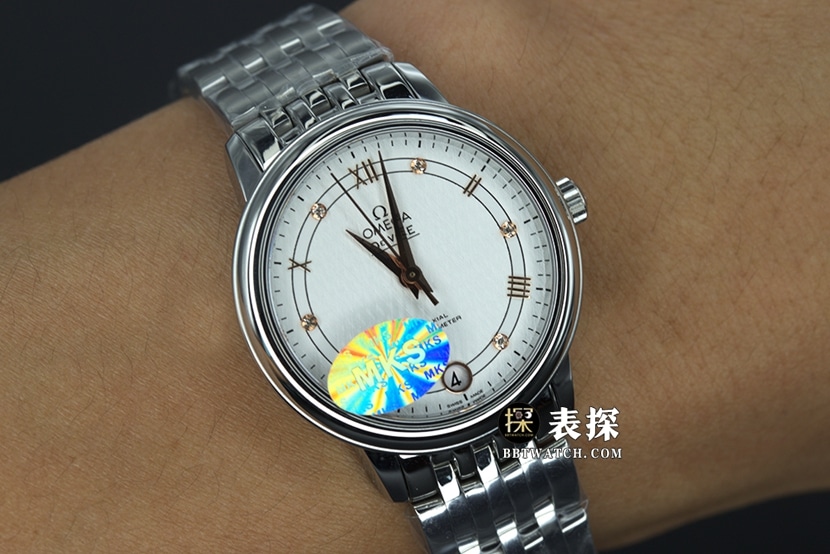 MKS FactoryOmega Die Fei watch women's white dial gold needle steel bracelet model pictures and prices wearing live photos