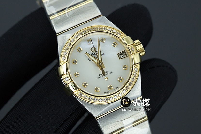 3S factory Omega Constellation top-tier watch women's white dial gold needle steel bracelet model pictures and prices front live photo