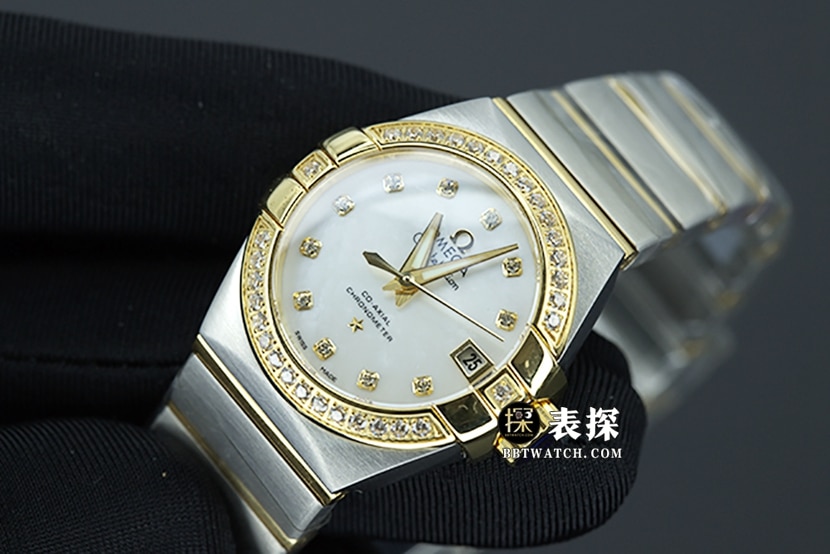 3S factory Omega Constellation top-tier watch women's white dial gold needle steel bracelet model pictures and prices front live photo