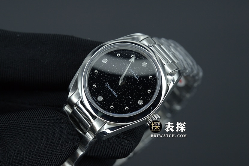 OmegaSeamaster1:1super watch ladies black dial silver needle steel bracelet model pictures and prices front live photo