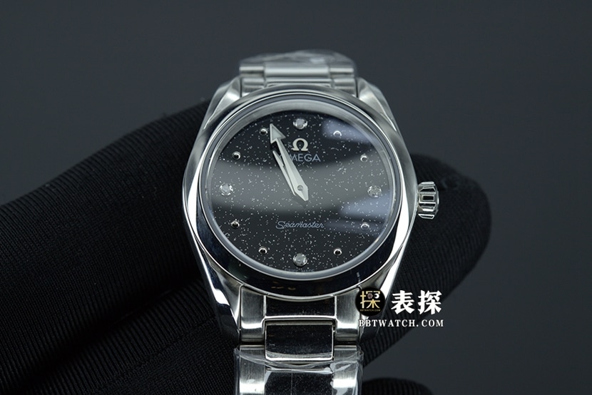 OmegaSeamaster1:1super watch ladies black dial silver needle steel bracelet model pictures and prices front live photo