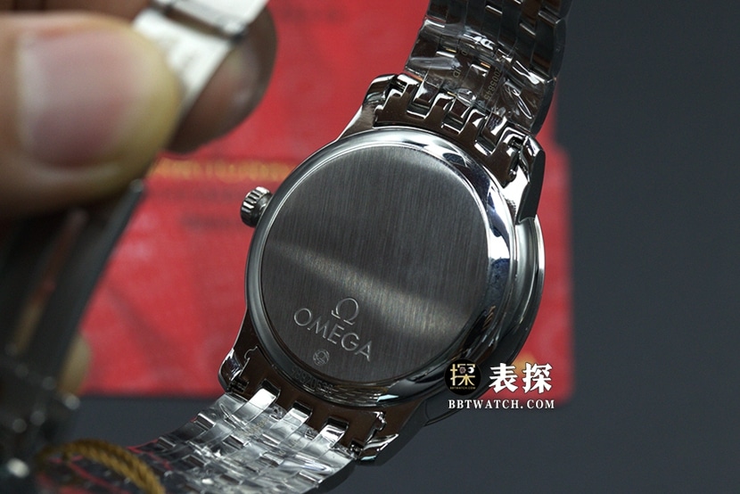 Omega Diefei watch men's black dialsteel bracelet pictures and prices caseback live photo
