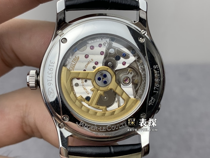 V9 Factory Jaeger-LeCoultre Master Top Watch Men's Black Dial Moon Phase Leather Strap Model Pictures and Price Back Real Shot Pictures