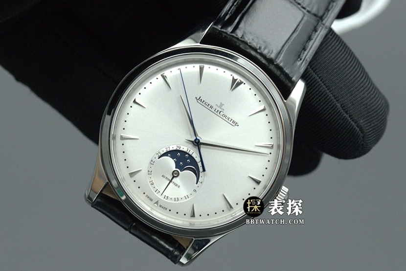 AZ factory master Jaeger-LeCoultre1:1replica watch silver dialmoon phaseleather strap model 1368430front live photo