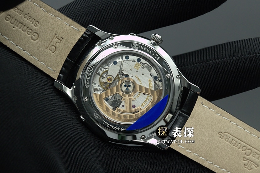 AZ factory master Jaeger-LeCoultre1:1replica watch silver dialmoon phaseleather strap model 1368430caseback live photo