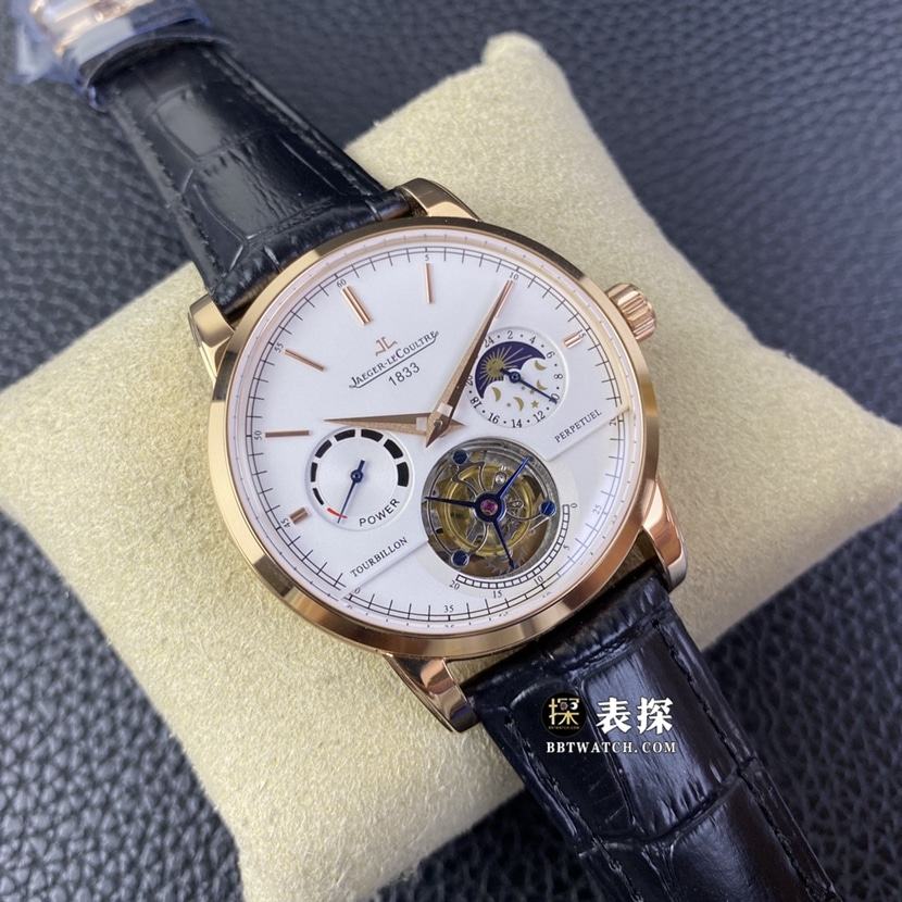 Jaeger-LeCoultre master top-tier watch men's white dialtourbillonleather strap picture and price front live photo