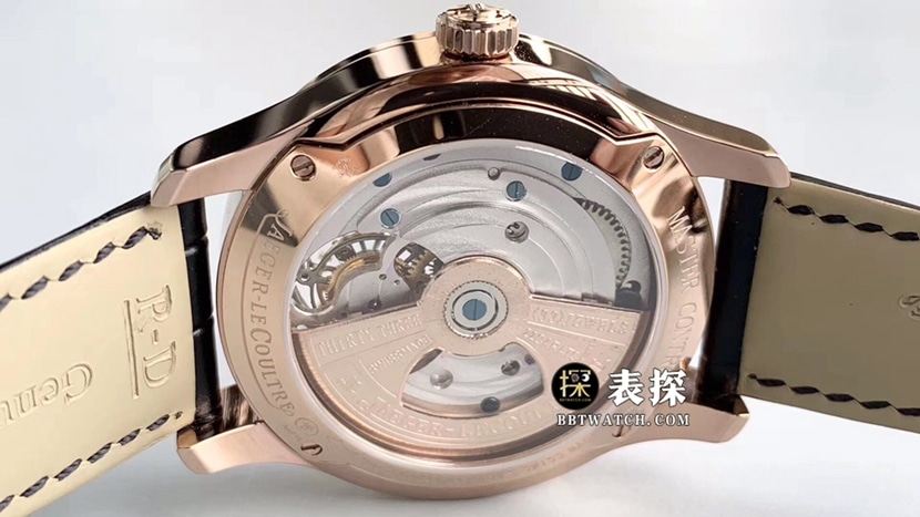 Jaeger-LeCoultre master 16624511:1super watch men's silver gray plate tourbillonleather strap model picture and price caseback live photo