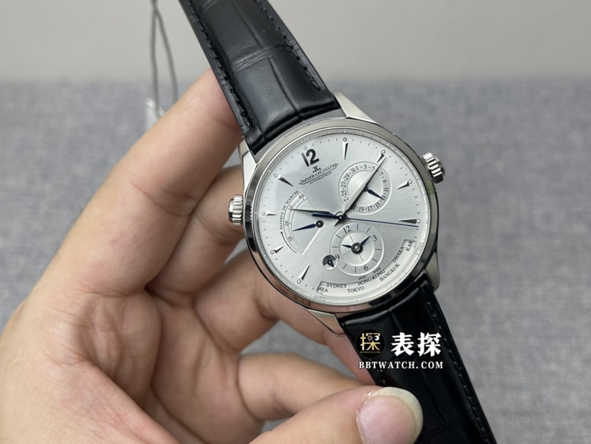 ZF factory Jaeger-LeCoultre Master 1428421 super A watches men's silver plate dual time zone strap models pictures and price front real photo