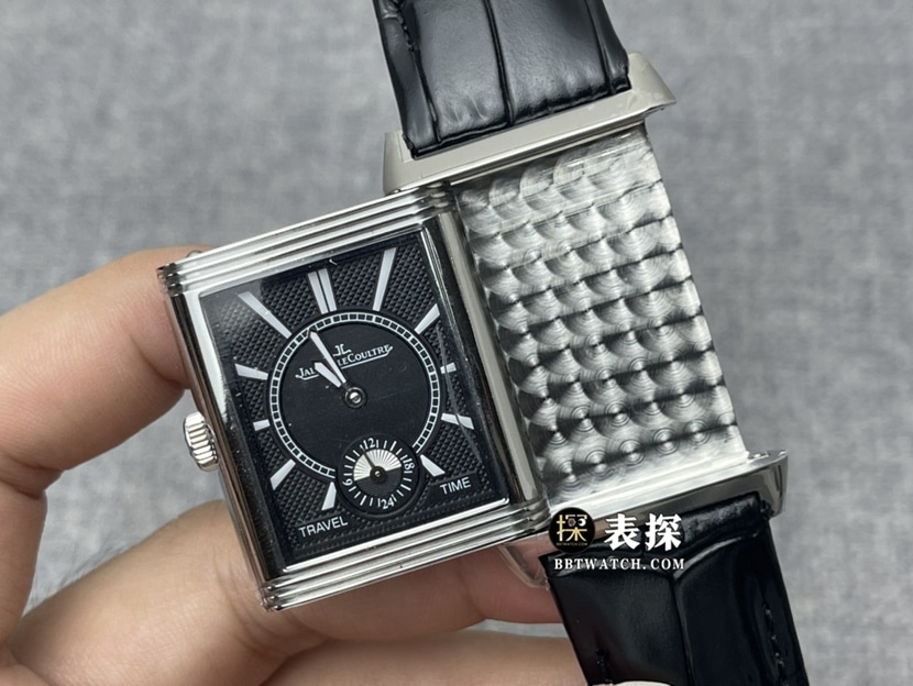 MG factory Jaeger-LeCoultre flip watch top-tier high-quality watch men's silver dial double-sided flip leather strap model pictures and prices front live photo