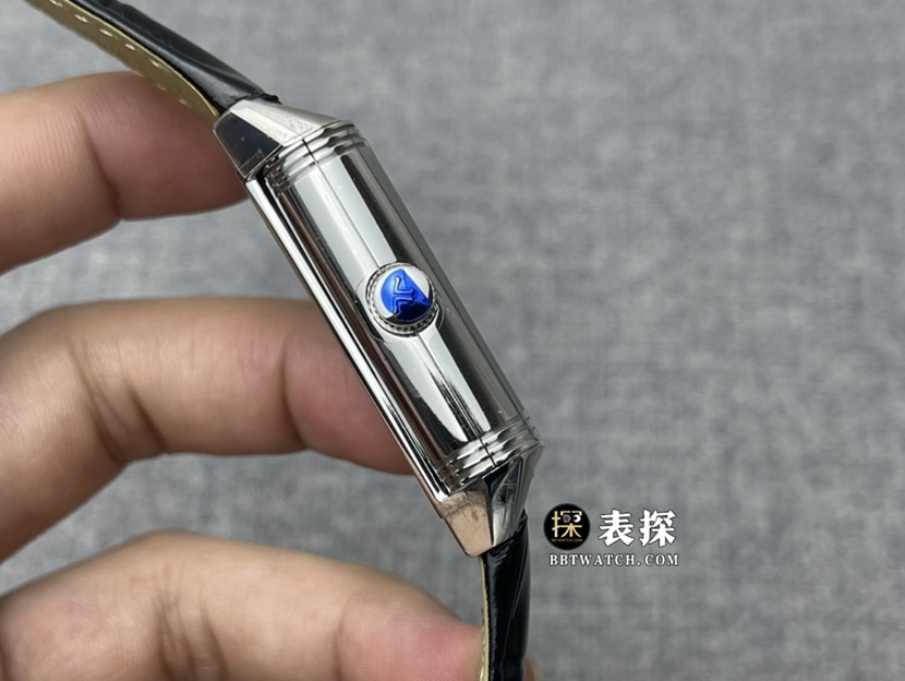 MG factory Jaeger-LeCoultre flip watch top-tier high-quality watch men's silver dial double-sided flip leather strap model pictures and prices side live photo