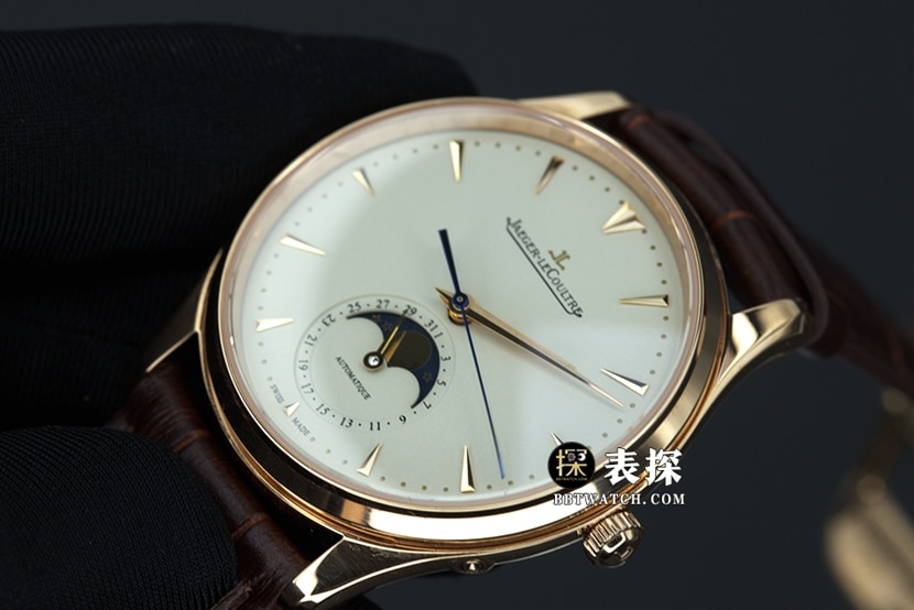 GF FactoryJaeger-LeCoultremoon phase master Q1368420 top-tier watch men's white dial gold needle leather strap model pictures and prices front live photo