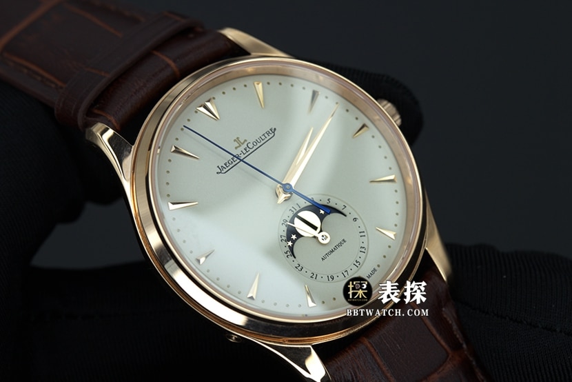 GF FactoryJaeger-LeCoultremoon phase master Q1368420 top-tier watch men's white dial gold needle leather strap model pictures and prices front live photo