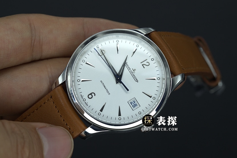 ZF FactoryJaeger-LeCoultre master top-tier 1:1super watch men's date display white dial silver needle leather strap model pictures and prices front live photo