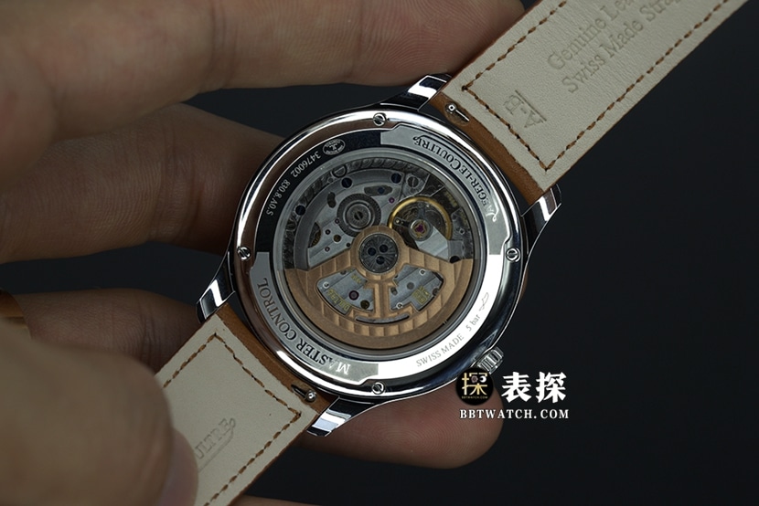 ZF FactoryJaeger-LeCoultre master top-tier 1:1super watch men's date display white dial silver needle leather strap picture and price caseback live photo