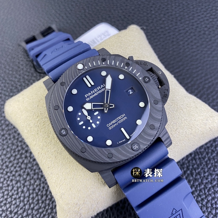 SBF factory Panerai sneak PAM012321:1super watch men's dark blue dial rubber model picture and price front live photo