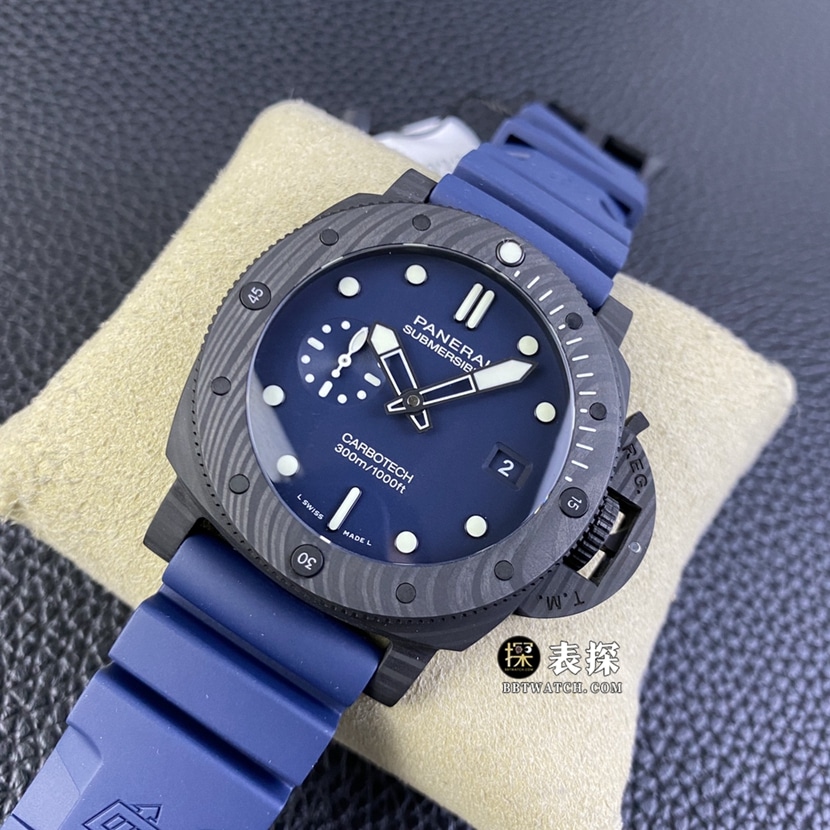 SBF factory Panerai sneak PAM012321:1super watch men's dark blue dial rubber model picture and price front live photo