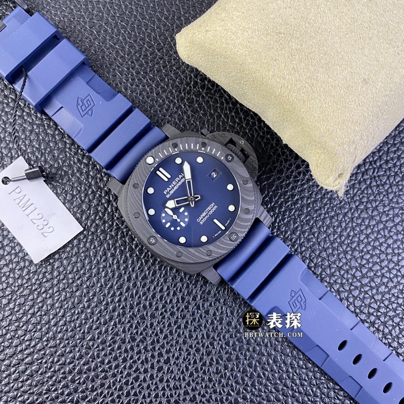 SBF factory Panerai sneak PAM012321:1super watch men's dark blue dial rubber model picture and price front live photo