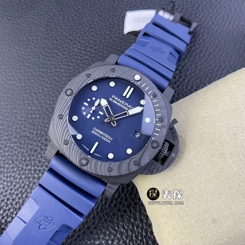 SBF factory Panerai sneak PAM012321:1super watch men's dark blue dial rubber model picture and price front live photo