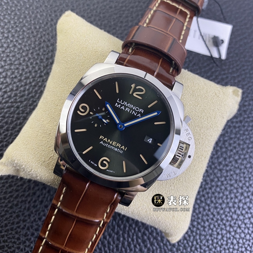 SBF factory Panerai Lumino PAM011161:1super watch men's olive green dialleather strap picture and price front live photo