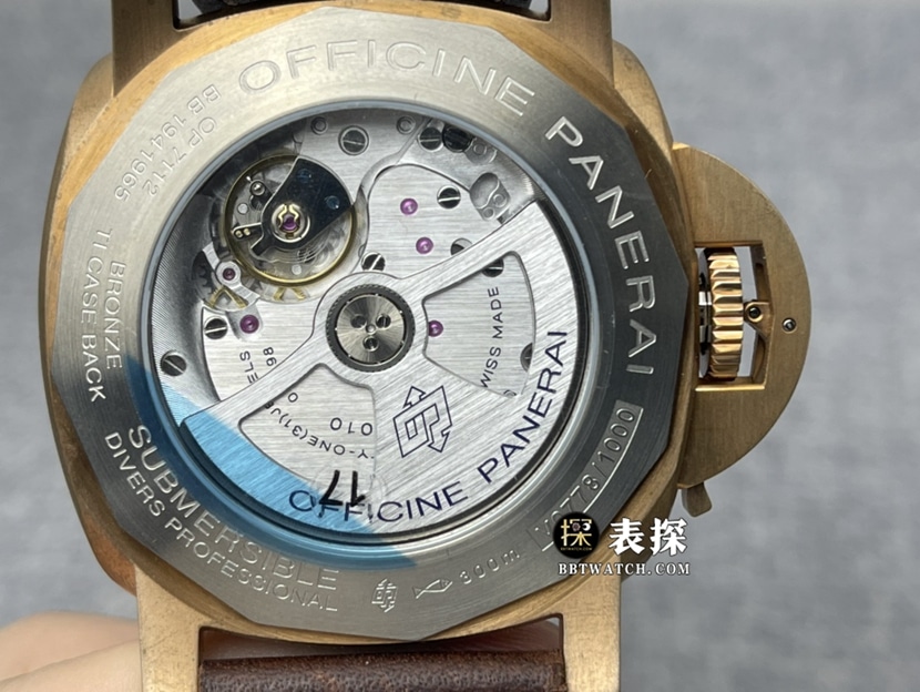 VS FactoryPanerai sneak PAM00968super watch men's brown plate leather strap model picture and price caseback live photo