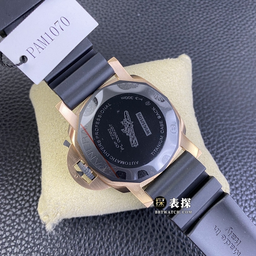 SBF factory Panerai sneak PAM01070 top-tier watch men's black dial rubber model pictures and prices caseback live photo