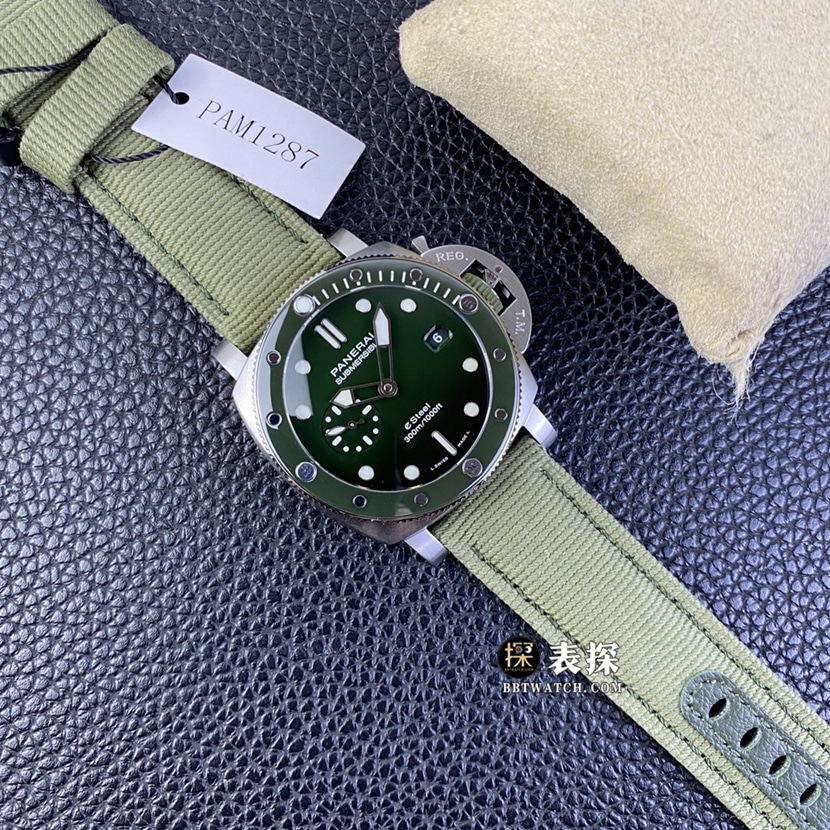 SBF factory Panerai sneak PAM012871:1super watch men's jade green dialleather strap picture and price front live photo